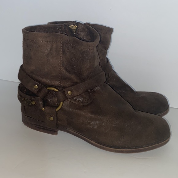 FRYE Kids Youth Sz. 3 Harness Brown Boots Side Zip Shoes Low Top.Good condition. - Picture 4 of 16